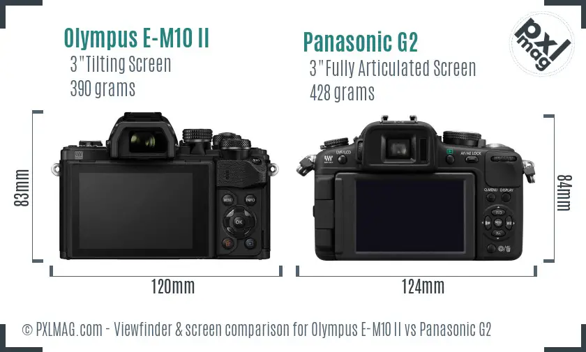 Olympus E-M10 II vs Panasonic G2 Screen and Viewfinder comparison