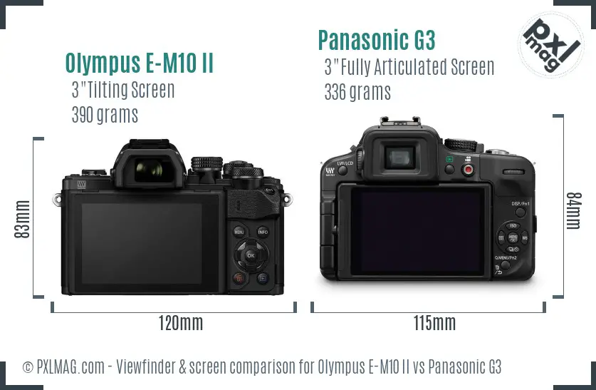 Olympus E-M10 II vs Panasonic G3 Screen and Viewfinder comparison