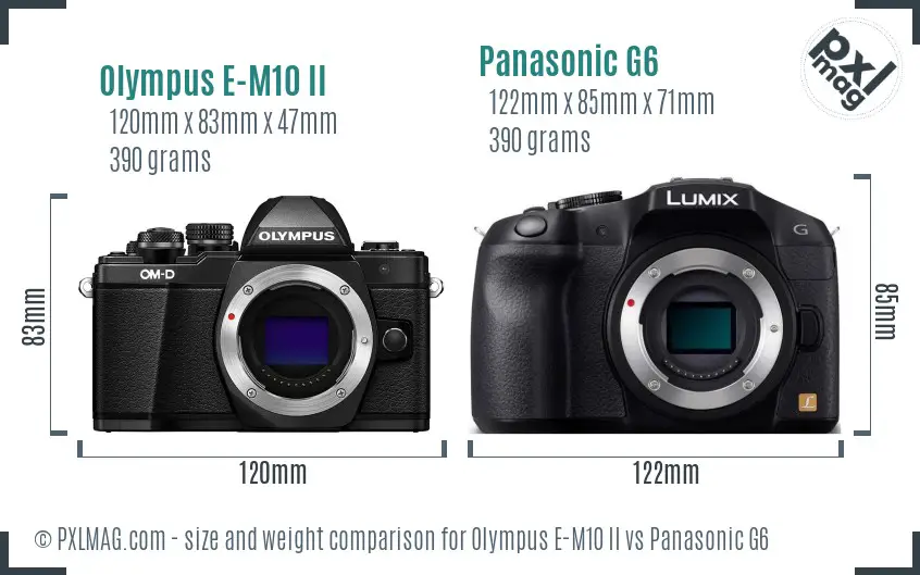 Olympus E-M10 II vs Panasonic G6 size comparison