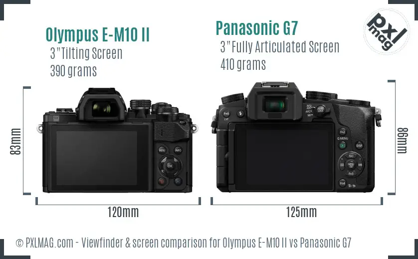 Olympus E-M10 II vs Panasonic G7 Screen and Viewfinder comparison