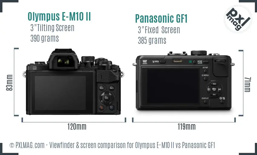 Olympus E-M10 II vs Panasonic GF1 Screen and Viewfinder comparison
