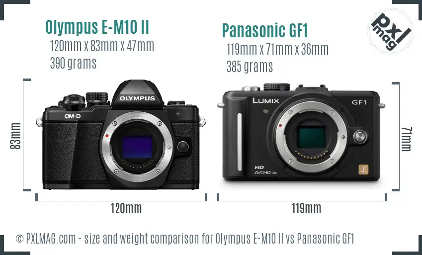 Olympus E-M10 II vs Panasonic GF1 size comparison
