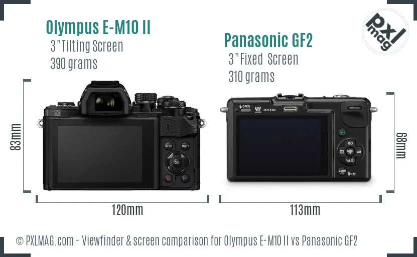 Olympus E-M10 II vs Panasonic GF2 Screen and Viewfinder comparison