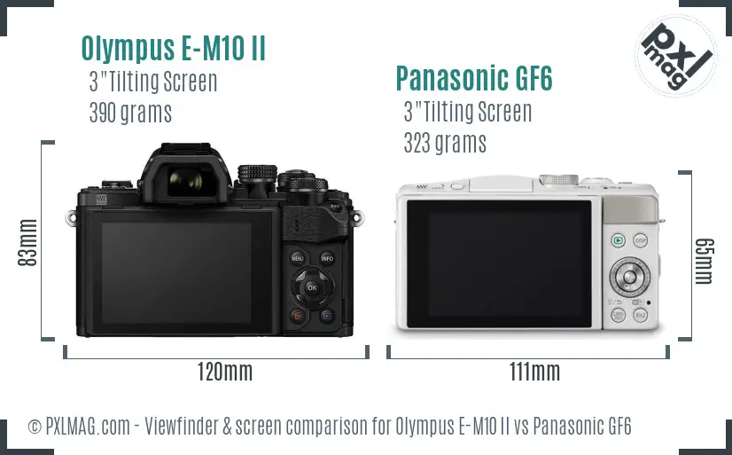 Olympus E-M10 II vs Panasonic GF6 Screen and Viewfinder comparison