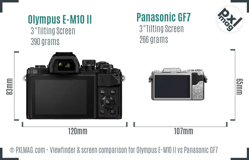 Olympus E-M10 II vs Panasonic GF7 Screen and Viewfinder comparison