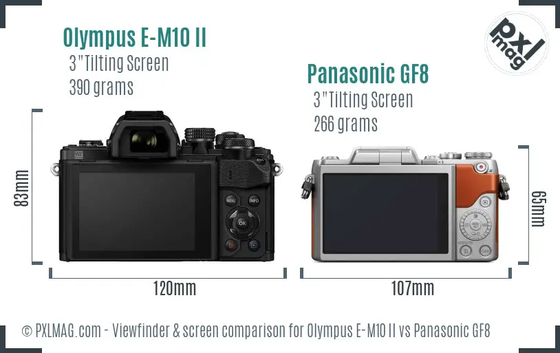 Olympus E-M10 II vs Panasonic GF8 Screen and Viewfinder comparison