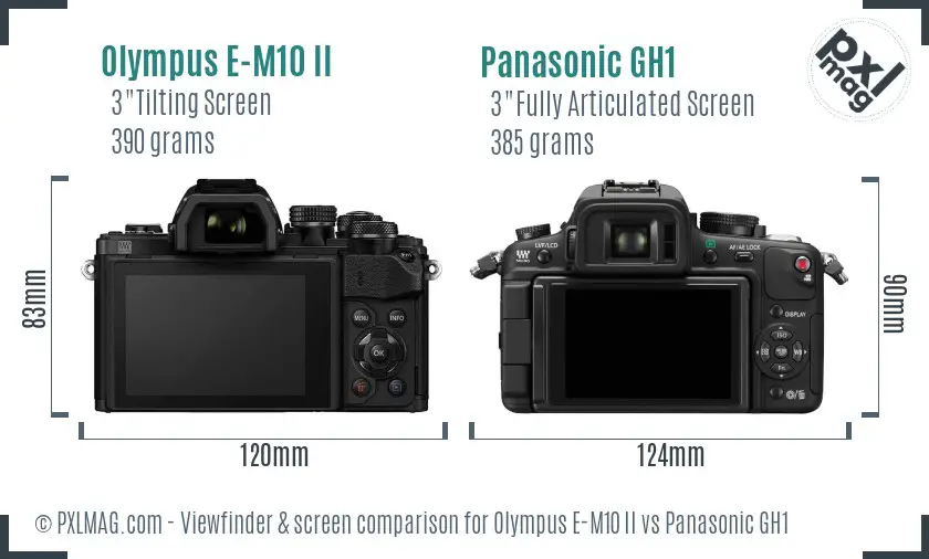 Olympus E-M10 II vs Panasonic GH1 Screen and Viewfinder comparison