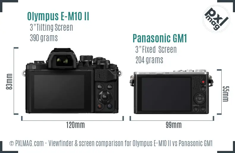 Olympus E-M10 II vs Panasonic GM1 Screen and Viewfinder comparison