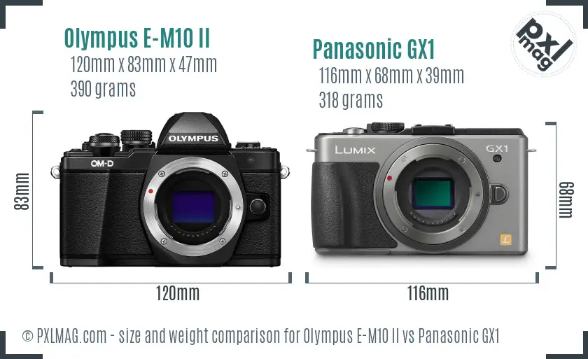Olympus E-M10 II vs Panasonic GX1 size comparison
