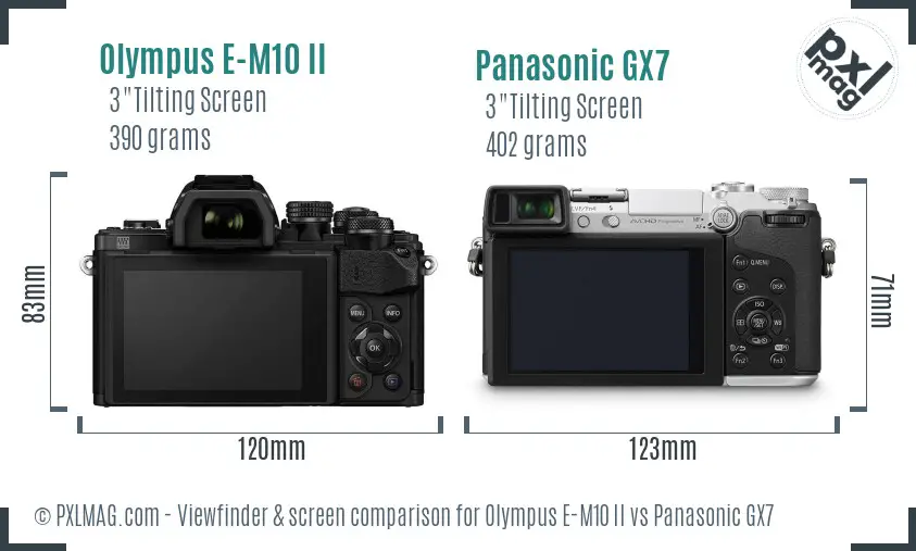 Olympus E-M10 II vs Panasonic GX7 Screen and Viewfinder comparison