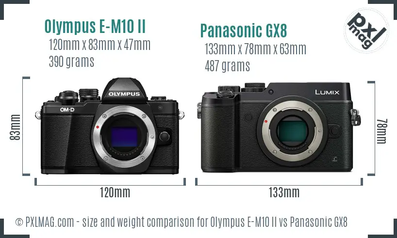 Olympus E-M10 II vs Panasonic GX8 size comparison