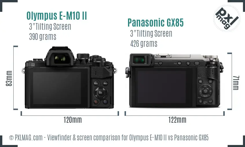 Olympus E-M10 II vs Panasonic GX85 Screen and Viewfinder comparison