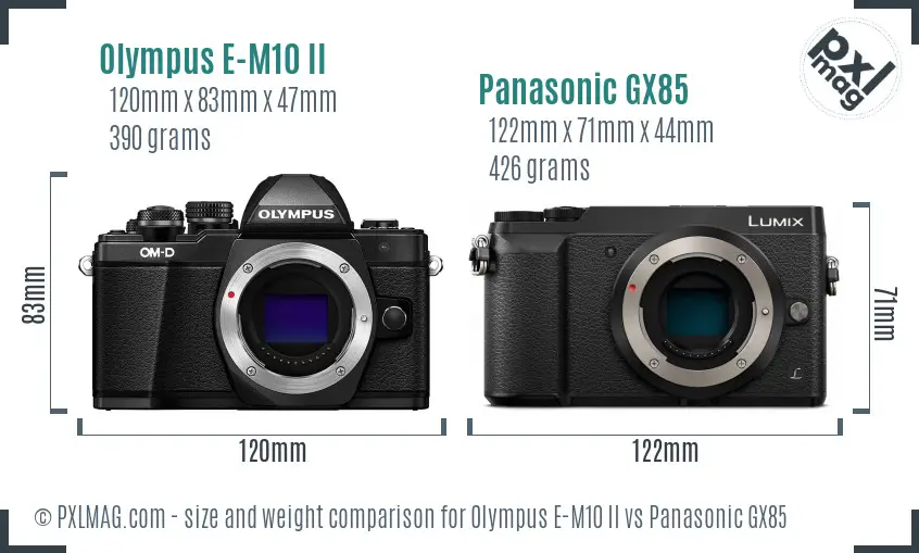 Olympus E-M10 II vs Panasonic GX85 size comparison