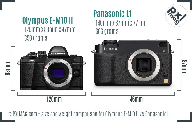 Olympus E-M10 II vs Panasonic L1 size comparison