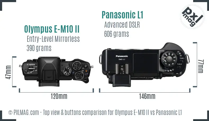 Olympus E-M10 II vs Panasonic L1 top view buttons comparison