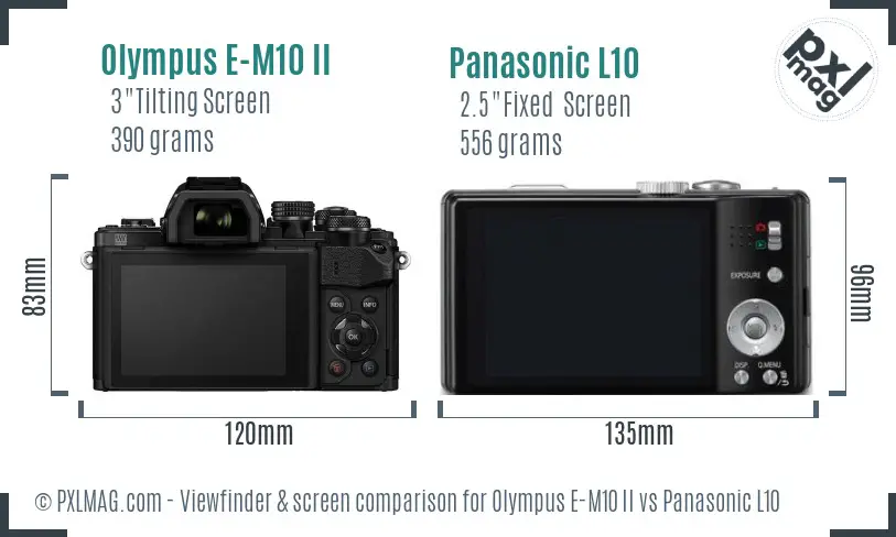 Olympus E-M10 II vs Panasonic L10 Screen and Viewfinder comparison