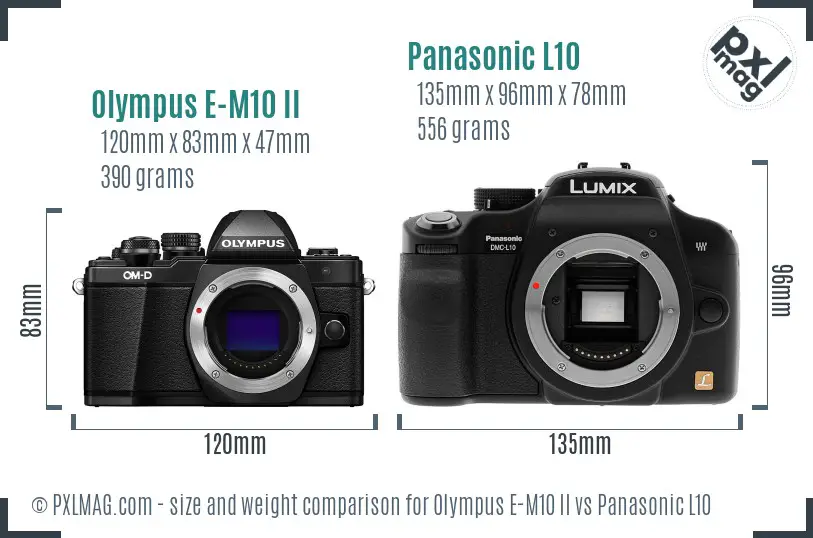 Olympus E-M10 II vs Panasonic L10 size comparison