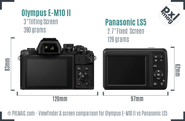 Olympus E-M10 II vs Panasonic LS5 Screen and Viewfinder comparison