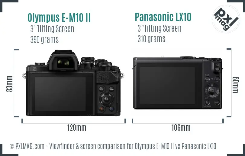 Olympus E-M10 II vs Panasonic LX10 Screen and Viewfinder comparison