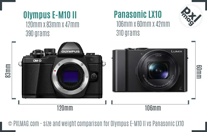 Olympus E-M10 II vs Panasonic LX10 size comparison