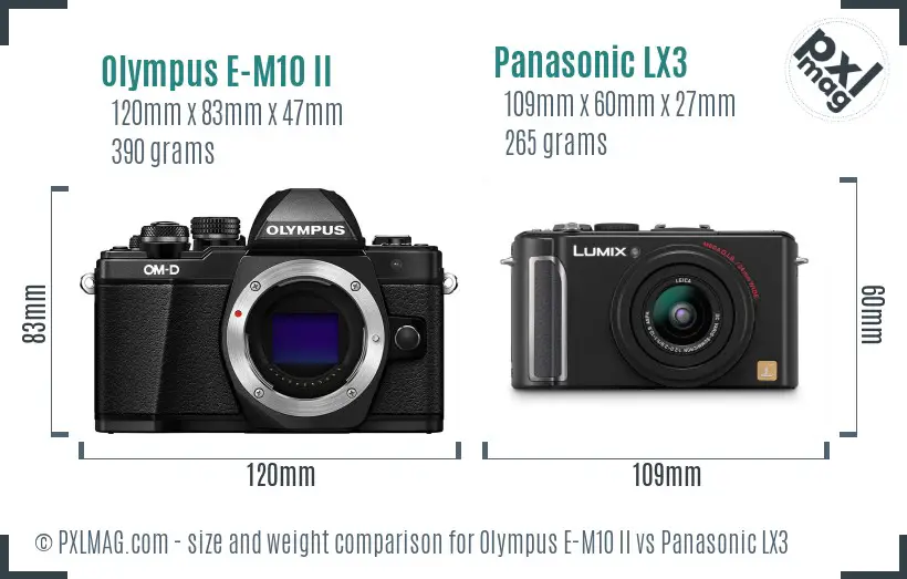 Olympus E-M10 II vs Panasonic LX3 size comparison