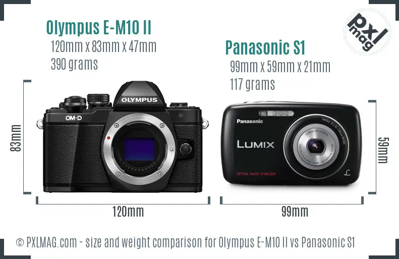 Olympus E-M10 II vs Panasonic S1 size comparison