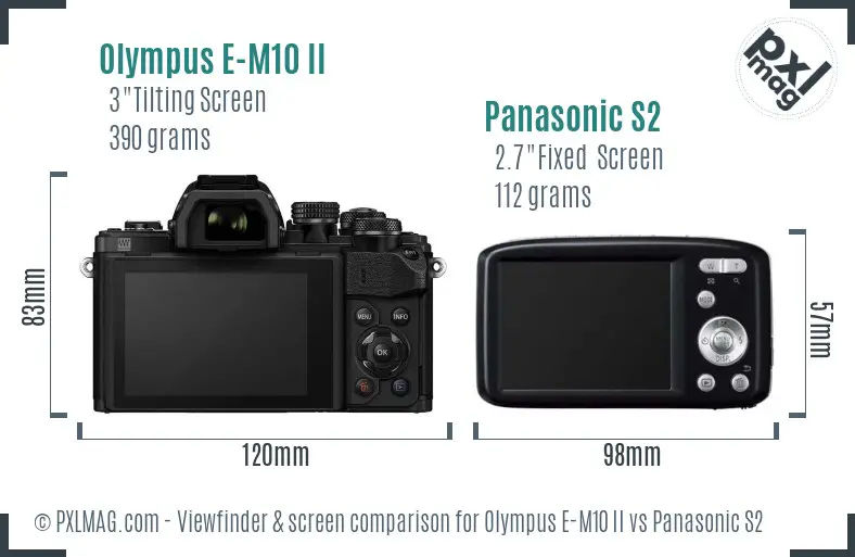 Olympus E-M10 II vs Panasonic S2 Screen and Viewfinder comparison