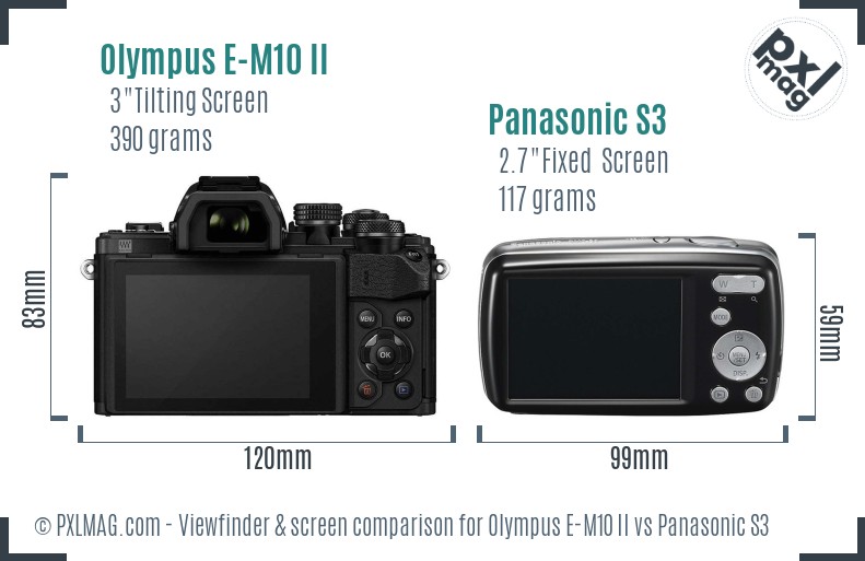 Olympus E-M10 II vs Panasonic S3 Screen and Viewfinder comparison