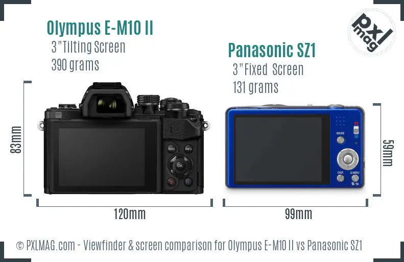 Olympus E-M10 II vs Panasonic SZ1 Screen and Viewfinder comparison