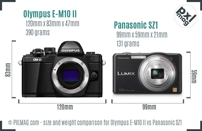 Olympus E-M10 II vs Panasonic SZ1 size comparison