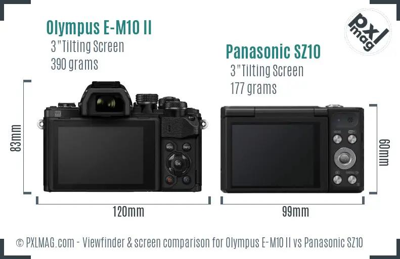 Olympus E-M10 II vs Panasonic SZ10 Screen and Viewfinder comparison