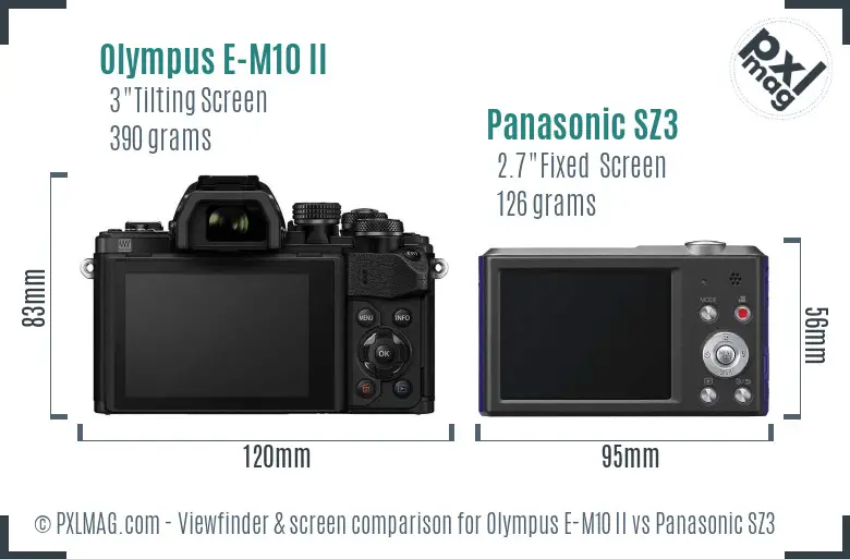 Olympus E-M10 II vs Panasonic SZ3 Screen and Viewfinder comparison