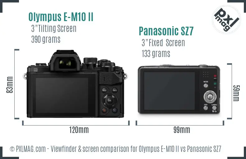 Olympus E-M10 II vs Panasonic SZ7 Screen and Viewfinder comparison