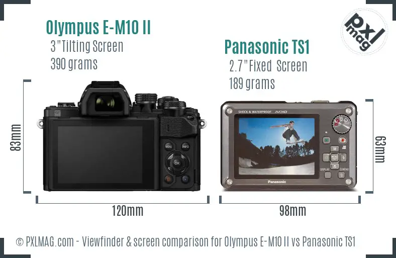 Olympus E-M10 II vs Panasonic TS1 Screen and Viewfinder comparison