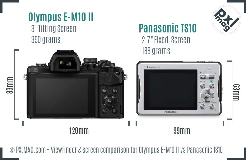 Olympus E-M10 II vs Panasonic TS10 Screen and Viewfinder comparison