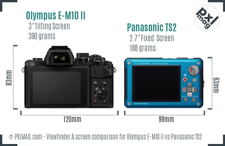 Olympus E-M10 II vs Panasonic TS2 Screen and Viewfinder comparison