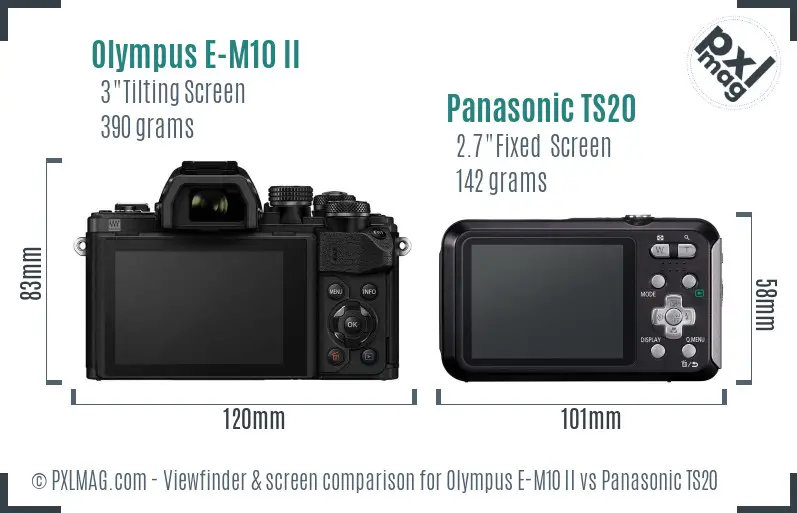 Olympus E-M10 II vs Panasonic TS20 Screen and Viewfinder comparison