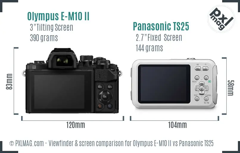 Olympus E-M10 II vs Panasonic TS25 Screen and Viewfinder comparison