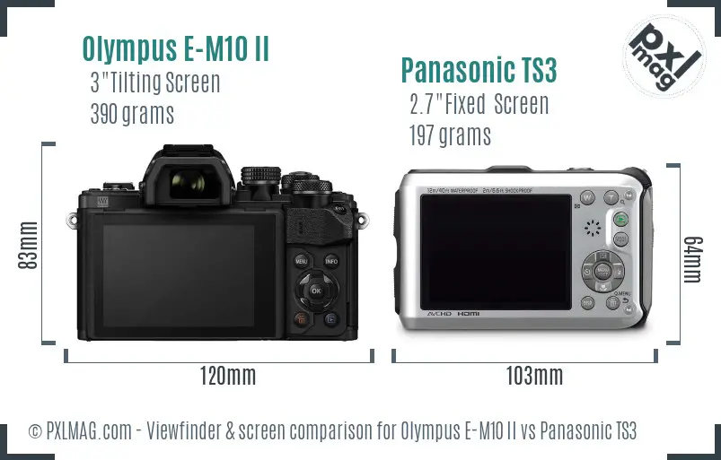 Olympus E-M10 II vs Panasonic TS3 Screen and Viewfinder comparison