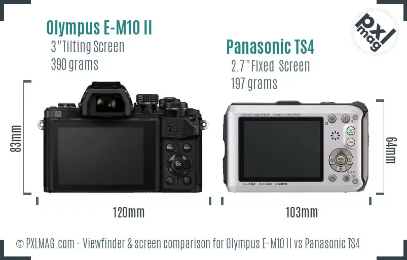 Olympus E-M10 II vs Panasonic TS4 Screen and Viewfinder comparison