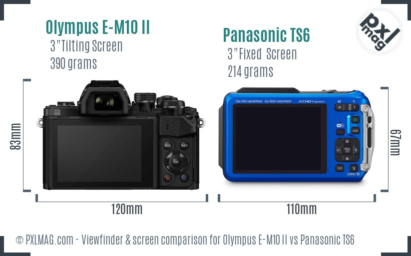 Olympus E-M10 II vs Panasonic TS6 Screen and Viewfinder comparison