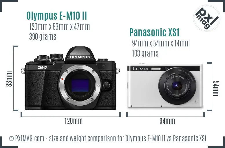 Olympus E-M10 II vs Panasonic XS1 size comparison