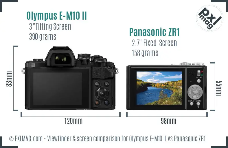Olympus E-M10 II vs Panasonic ZR1 Screen and Viewfinder comparison