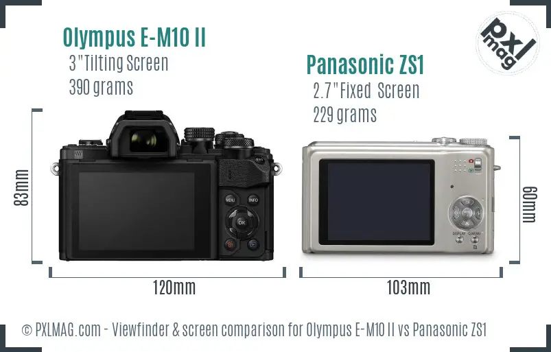 Olympus E-M10 II vs Panasonic ZS1 Screen and Viewfinder comparison