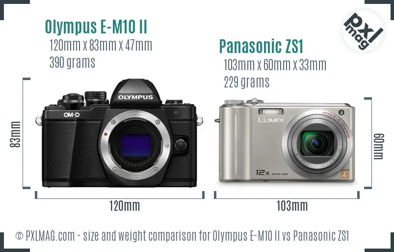 Olympus E-M10 II vs Panasonic ZS1 size comparison