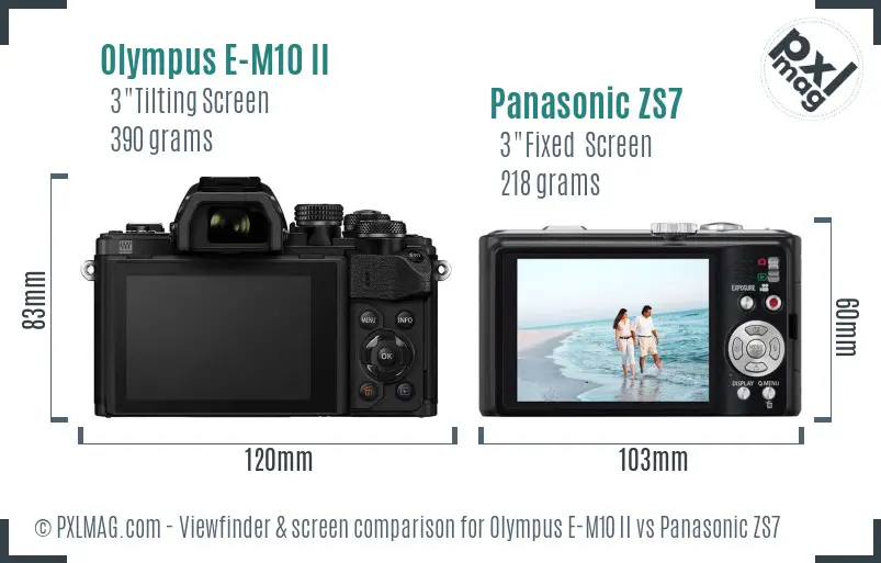 Olympus E-M10 II vs Panasonic ZS7 Screen and Viewfinder comparison