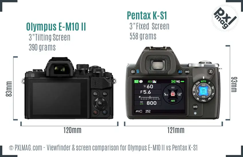 Olympus E-M10 II vs Pentax K-S1 Screen and Viewfinder comparison
