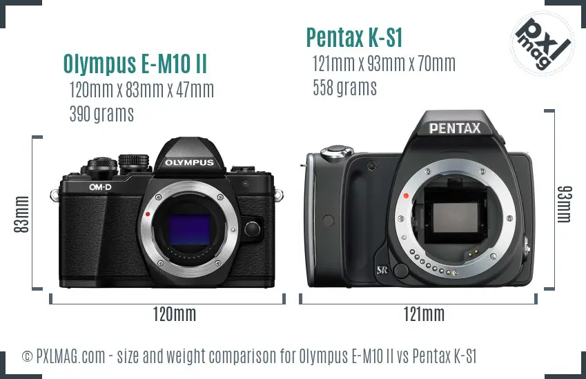Olympus E-M10 II vs Pentax K-S1 size comparison