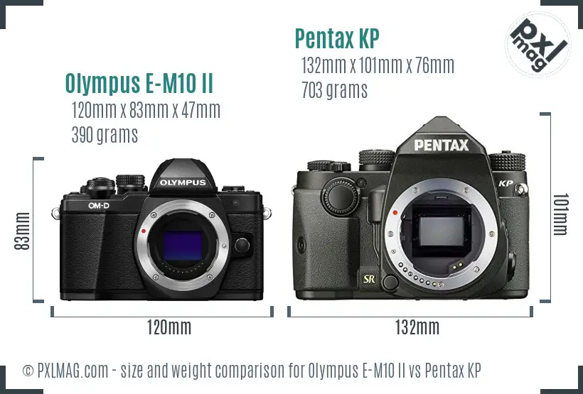 Olympus E-M10 II vs Pentax KP size comparison