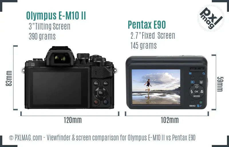 Olympus E-M10 II vs Pentax E90 Screen and Viewfinder comparison